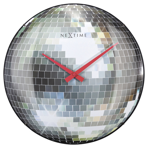 NeXtime NE-3293 Stille Wandklok - 35cm - Discobal - Koepelvormig Glas - "Disco Ball" | Kopen bij Flickmyhouse
