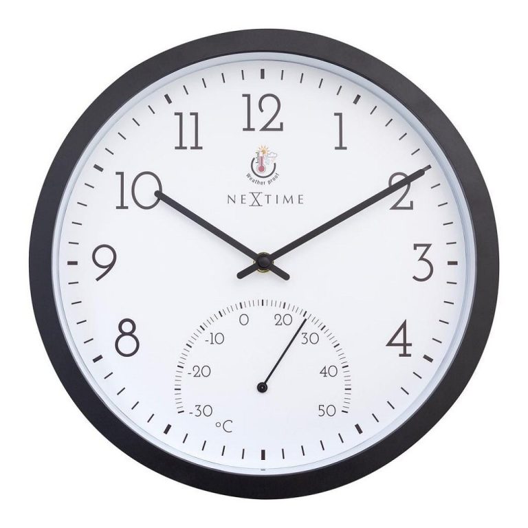 NeXtime NE-4313 Marigold Buitenklok met Temperatuur Aanduiding 30.5 cm Zwart/Wit | Kopen bij Flickmyhouse