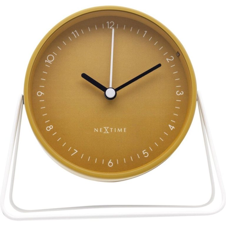 NeXtime NE-5240YL Wekker Berlin 14x13 cm Geel/Wit/Metaal | Kopen bij Flickmyhouse