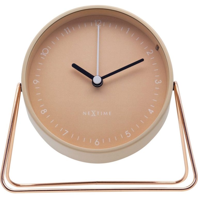 NeXtime NE-5240RZ Wekker Berlin 14x13 cm Champagne/Metaal | Kopen bij Flickmyhouse