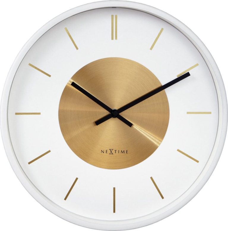 Nextime Wandklok Retro II 25cm Wit/Goud | Kopen bij Flickmyhouse