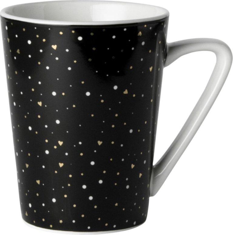 Dutch Rose Loft Zwart-Wit Mok Zwart met Glitters 31 cl | Kopen bij Flickmyhouse