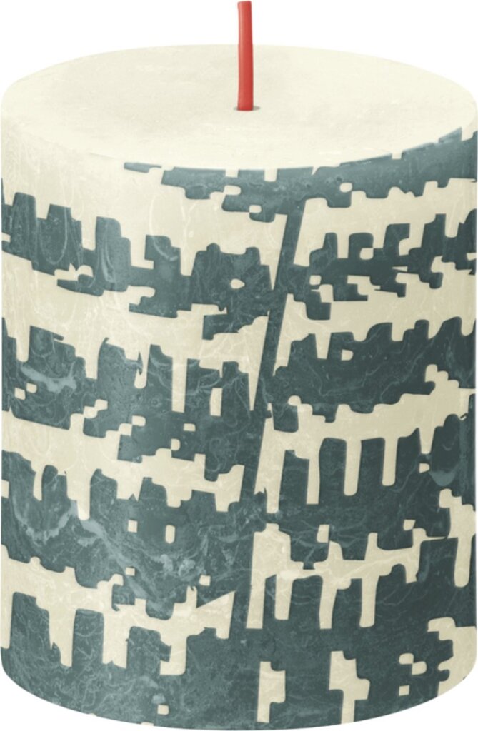 Bolsius Rustiek printed stompkaars 80/68 Soft pearl fern | Kopen bij Flickmyhouse