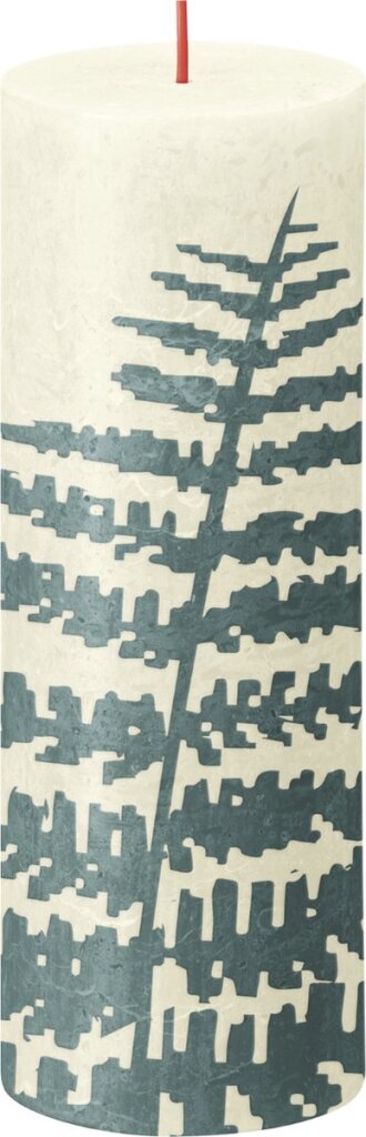Rustiek printed stompkaars 190/68 Soft pearl fern | Kopen bij Flickmyhouse