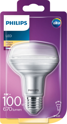 Philips LED CLA 8W (100W) R80 E27 WW 36D Reflectorlamp | Kopen bij Flickmyhouse