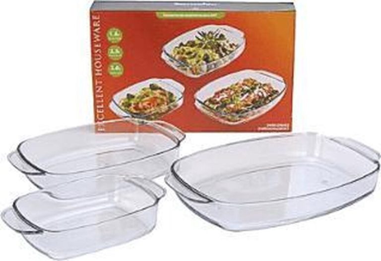 Excellent Houseware Ovenschaal Set Glas 3 Stuks | Kopen bij Flickmyhouse