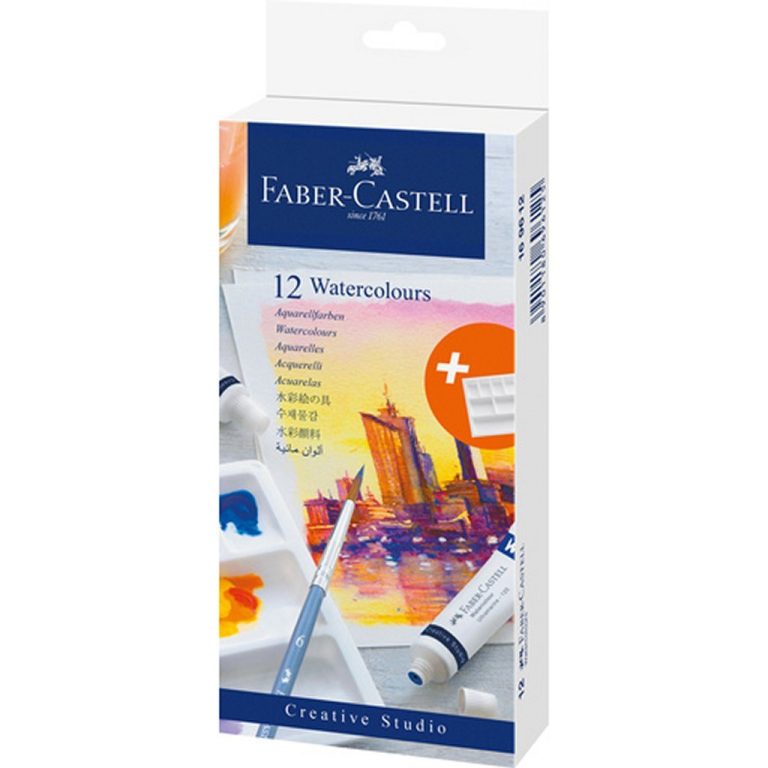 Faber Castell FC-169612 Aquarelverf 12 Tubes + Mengpalet | Kopen bij Flickmyhouse