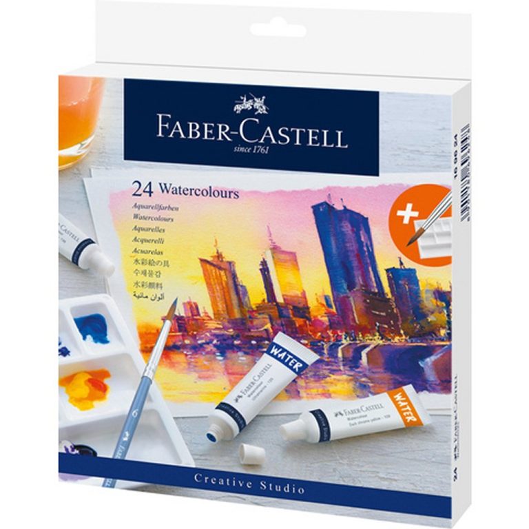 Faber Castell FC-169624 Aquarelverf 24 Tubes + Mengpalet en Penseel | Kopen bij Flickmyhouse