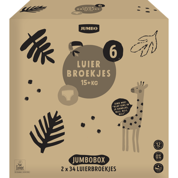 Jumbo Luierbroekjes Maat 6 15+ kg Voordeelverpakking 2 x 34 Stuks | Flickmyhouse