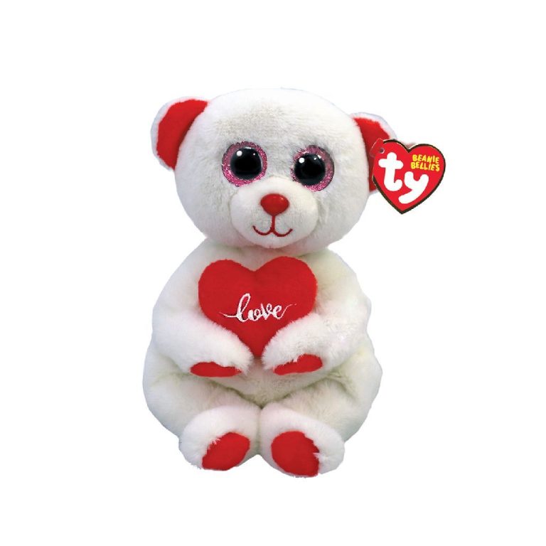 TY Beanie Babies Bellies Knuffelbeer Desi met Hart 15 cm | Kopen bij Flickmyhouse