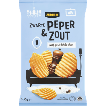Jumbo Chips Zwarte Peper & Zout Ribbel 150 g | Flickmyhouse