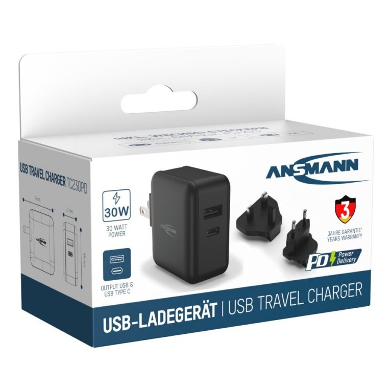 Ansmann USB Reis Oplader 30W + Verwisselbare Stekkers Zwart | Kopen bij Flickmyhouse