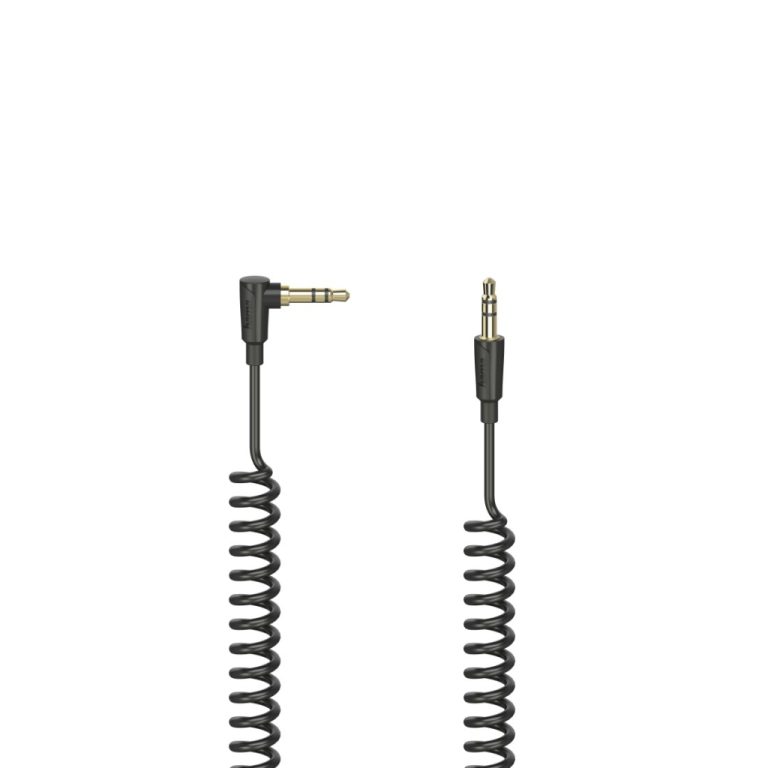 Hama Spiraalkabel 3.5 mm Jack met 90&deg; Stekker Stereo 75 cm Zwart | Kopen bij Flickmyhouse