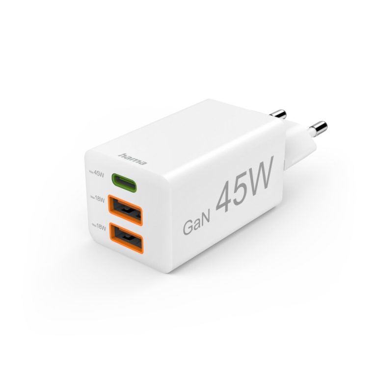 Hama Snellader GaN 1x USB-C PD 2x USB-A QC Mini-oplader 45 W Wit | Kopen bij Flickmyhouse