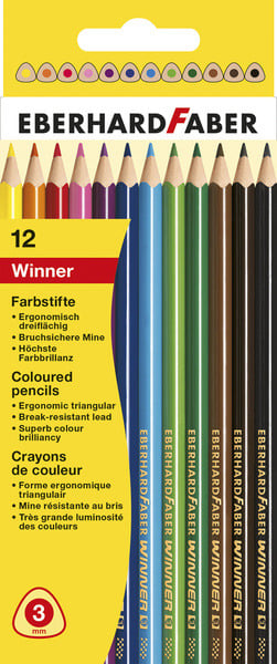 Eberhard Faber EF-511412 Kleurpotlood Winner Driekantig Assorti Etui à 12 Stuks | Kopen bij Flickmyhouse