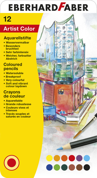 Eberhard Faber EF-516013 Aquarelpotlood Metaaletui A 12 Stuks Met Penseel | Kopen bij Flickmyhouse