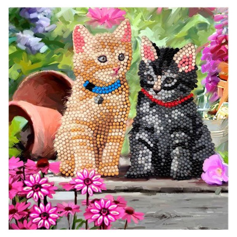 Craft Buddy Crystal Art Kaart Katten 18x18 cm | Kopen bij Flickmyhouse