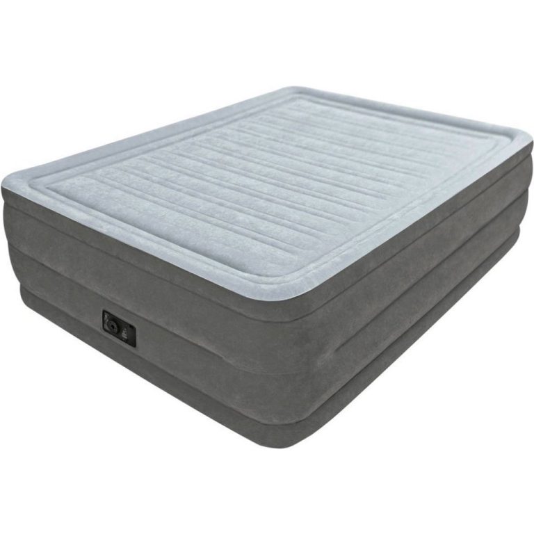 Intex 64418ND Comfort Plush Queen High 2-Persoons Luchtbed 203x152x56 cm + Ingebouwde Pomp Grijs | Kopen bij Flickmyhouse