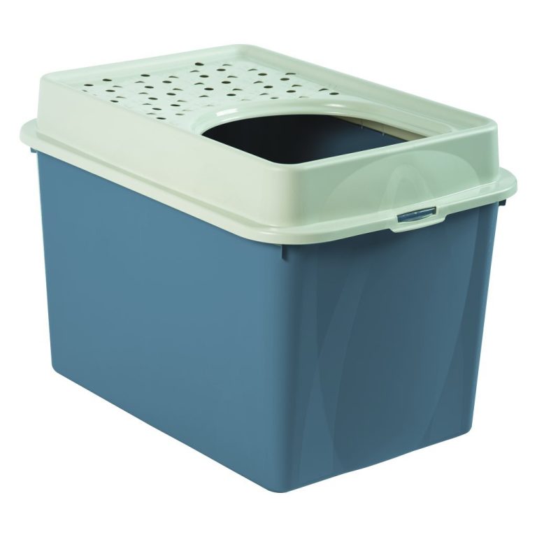 Rotho Eco Berty Kattenbak met Boveningang Blauw/Zand | Kopen bij Flickmyhouse