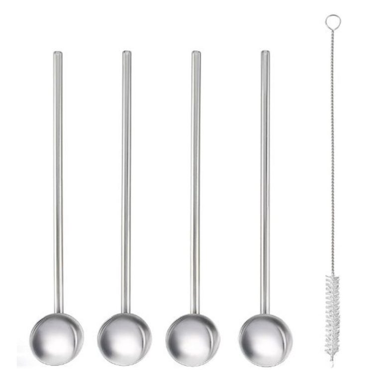 Metaltex Cocktaillelepel Rietjes + Borstel RVS 5-delig | Kopen bij Flickmyhouse