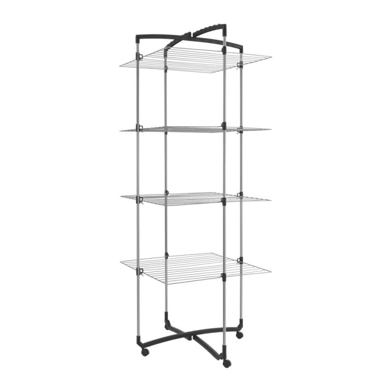Metaltex Faro Droogtoren 38 m Drooglijn 4 Etages 64x69x171 cm Zilver/Zwart | Kopen bij Flickmyhouse