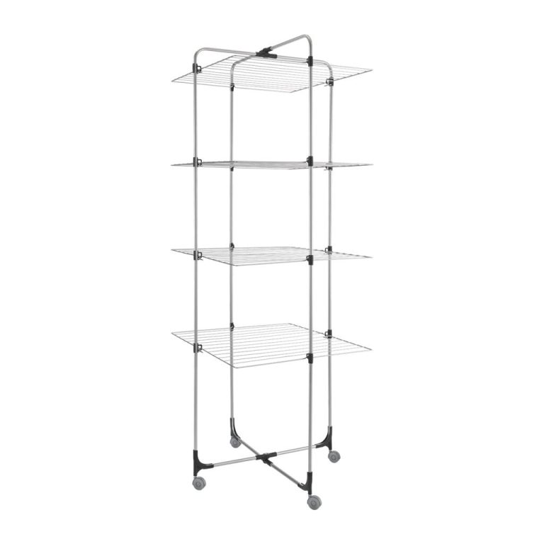 Metaltex Aliseo Droogtoren 40 m Drooglijn 4 Etages 76x68x189 cm Zilver/Zwart | Kopen bij Flickmyhouse