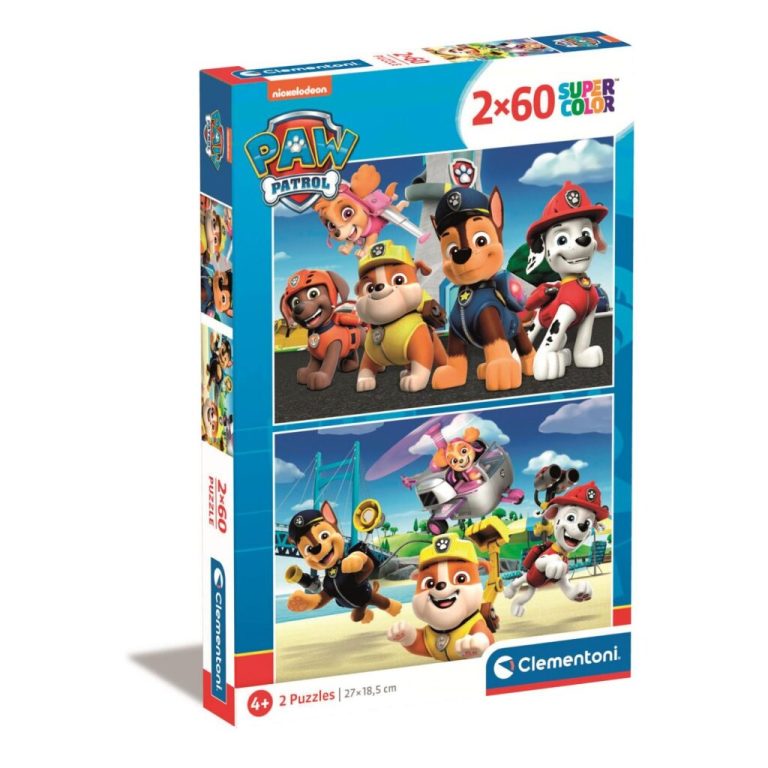 Clementoni Supercolor Puzzel Paw Patrol 2x60 Stukjes | Kopen bij Flickmyhouse