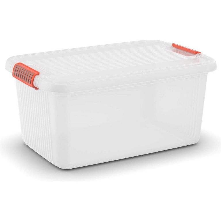 Kis K Latch Box L Opbergbox met Deksel 43L Transparant/Oranje | Kopen bij Flickmyhouse