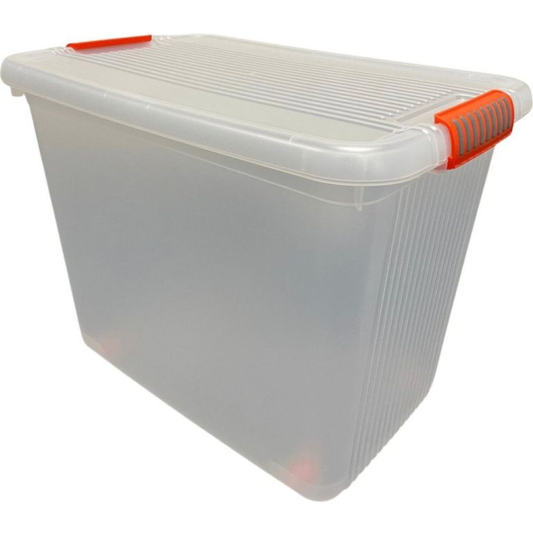 Curver Kis K Latch XXL Opbergbox met Wielen 69L Transparant/Oranje | Kopen bij Flickmyhouse