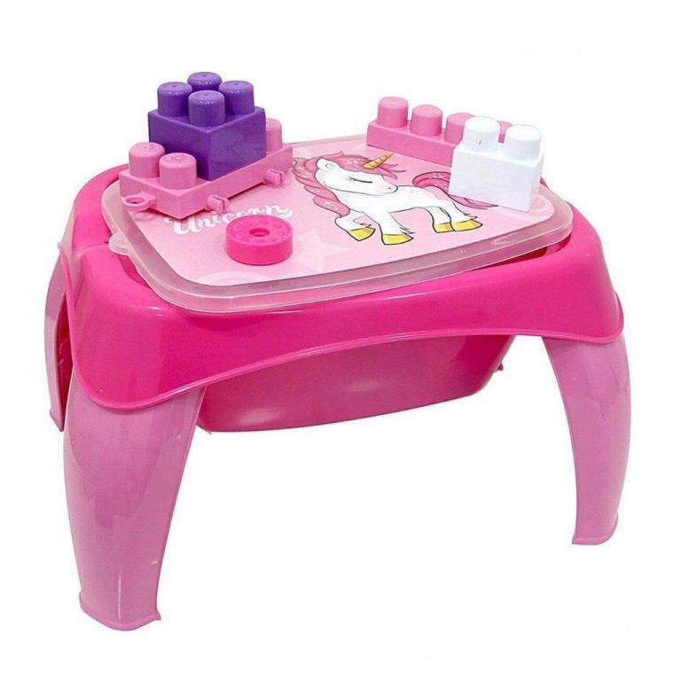 Dolu Eenhoorn Activiteitentafel + 30 Blokken Roze | Kopen bij Flickmyhouse