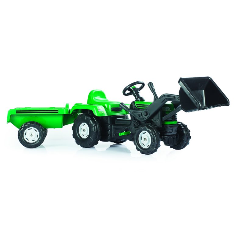 Dolu Traptractor met Aanhanger & Voorlader & Claxon Groen/zwart | Kopen bij Flickmyhouse