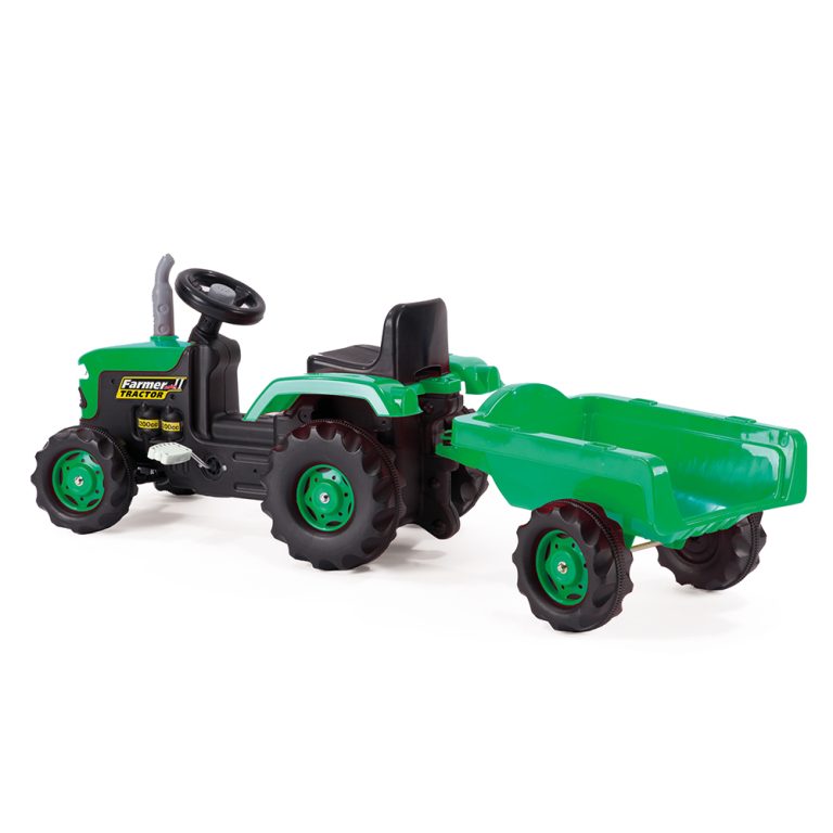 Dolu Traptractor met Aanhanger & Claxon Groen/zwart | Kopen bij Flickmyhouse