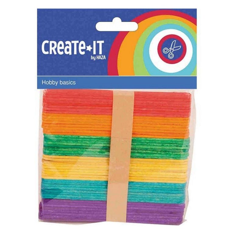 Haza Create It Houten IJsstokjes 50 Stuks Multicolor | Kopen bij Flickmyhouse