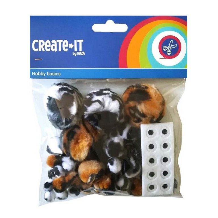 Creat It Animal Mix Pompoms + Oogjes 75 Stuks | Kopen bij Flickmyhouse