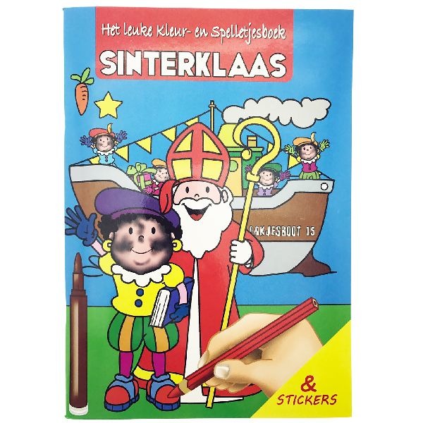 Sinterklaas Kleur- en Spelletjesboek met Stickers A4 | Kopen bij Flickmyhouse