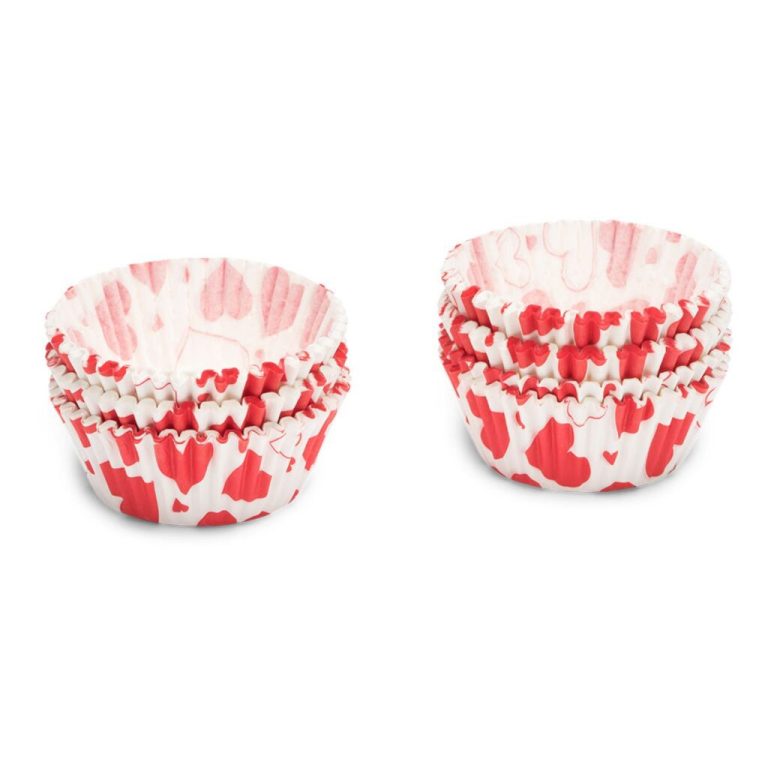 Patisse Papieren Cupcake Bakjes Hartjes 5 cm 200 Stuks Wit/Rood | Kopen bij Flickmyhouse