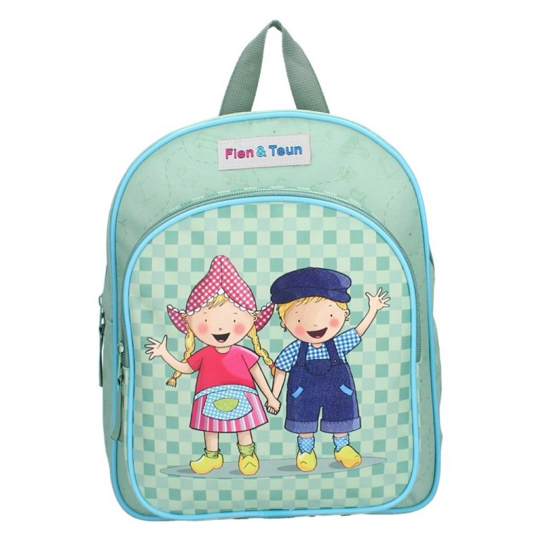 Rugzak Fien en Teun 30x25x11 cm Zachtgroen/Lichtblauw | Kopen bij Flickmyhouse