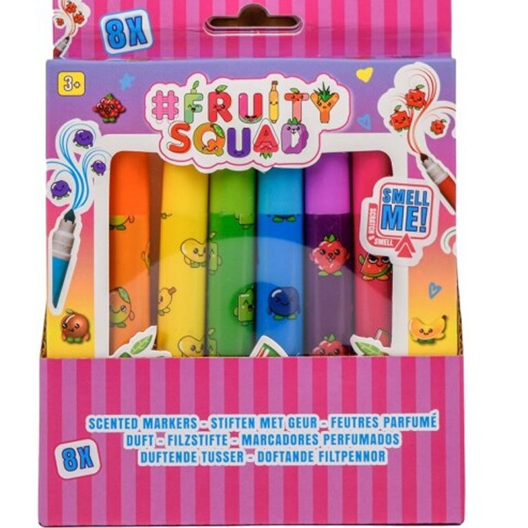 Fruitysquad Stiften met Brede Punt met Geur 8 Stuks | Kopen bij Flickmyhouse