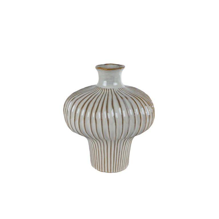 Vaas Jodie 25.5x23.5x29 cm Aardewerk/Wit/Bruin | Kopen bij Flickmyhouse