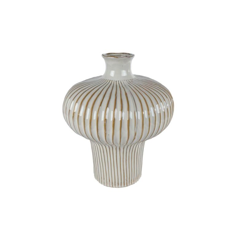 Vaas Jodie 31x31x35.5 cm Aardewerk/Wit/Bruin | Kopen bij Flickmyhouse