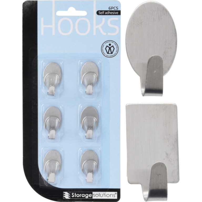Storage Solutions RVS Haakjes 6 Stuks Assorti | Kopen bij Flickmyhouse