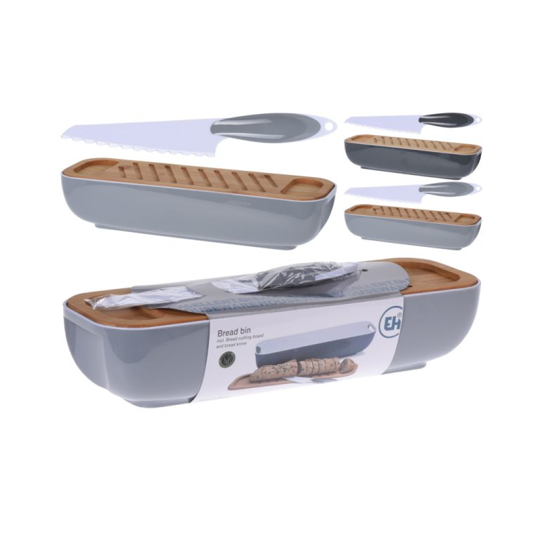 Excellent Houseware Broodtrommel + Houten Snijplank en Mes Assorti | Kopen bij Flickmyhouse
