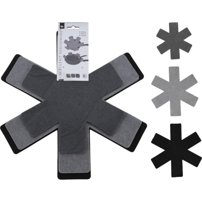 Excellent Houseware Panbeschermers 38-26 cm 6 Stuks Grijs/Zwart | Kopen bij Flickmyhouse