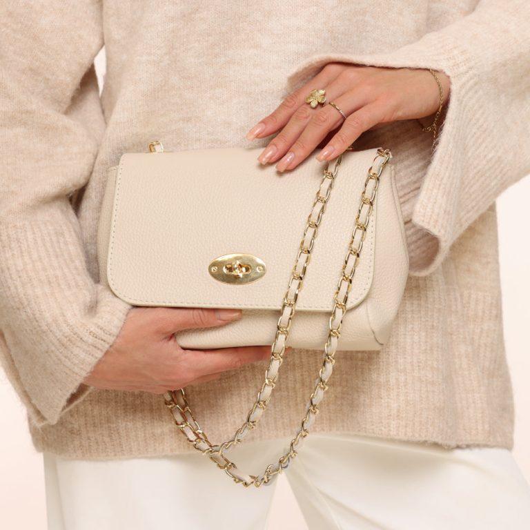 Beige Leren Crossbody - Tas | Olivia & Kate