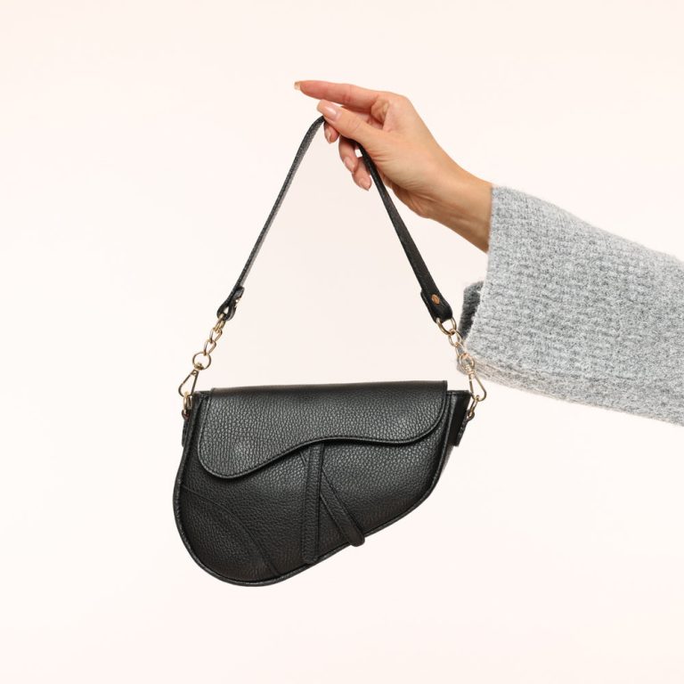 Zwarte Leren Saddle - Tas | Olivia & Kate