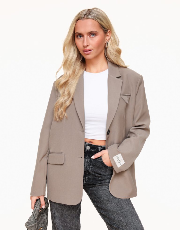 Taupe STUDIO Basic Oversized - Blazer | Olivia & Kate