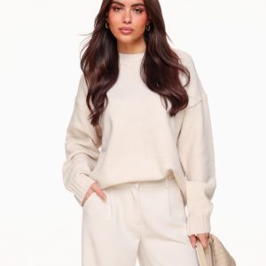 Beige Basic Gebreide - Trui | Olivia & Kate