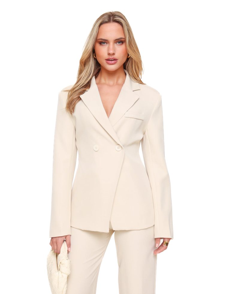 Beige Classic Getailleerde - Blazer | Olivia & Kate
