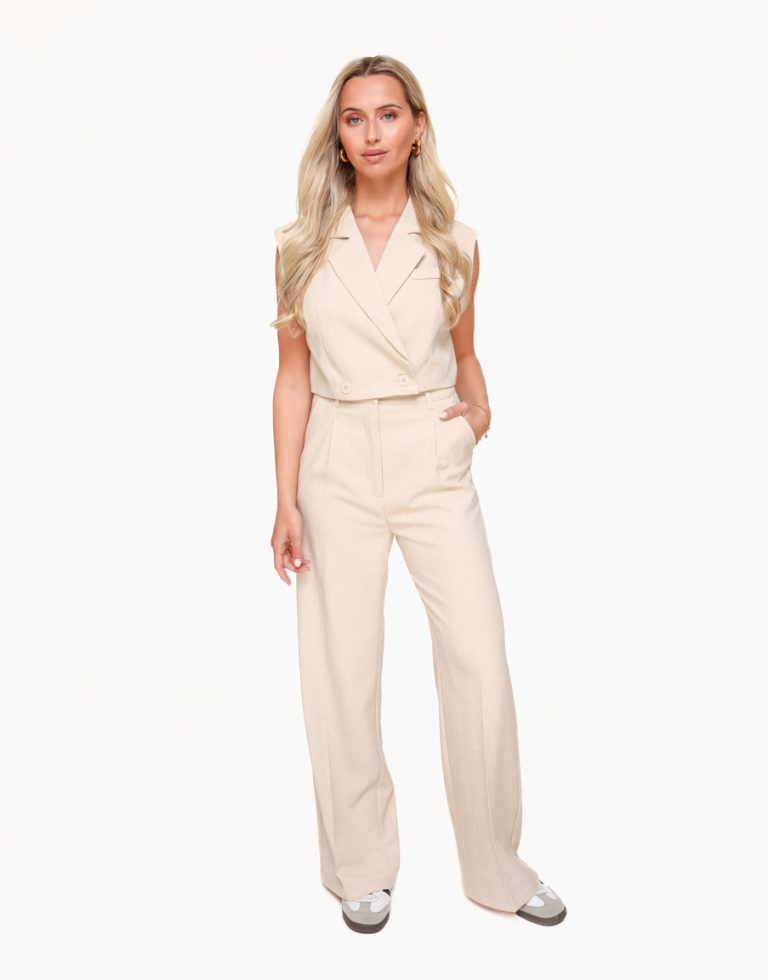 Beige Wijde - Pantalon | Olivia & Kate
