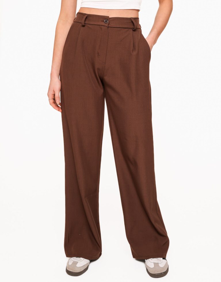 Donkerbruine Moderne Elastiek Band - Pantalon | Olivia & Kate